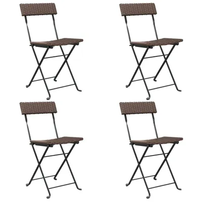 Produktbild von Bistrostühle 4 Stk. Klappbar Braun Poly Rattan und Stahl