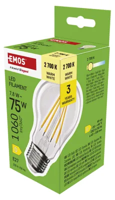 LED žárovka Filament A60 / E27 / 7,8 W (75 W) / 1060 lm / teplá bílá