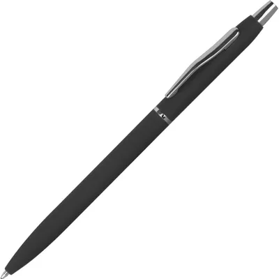 Produktbild von Schlanker Metall-Kugelschreiber / gummiert / Farbe: schwarz