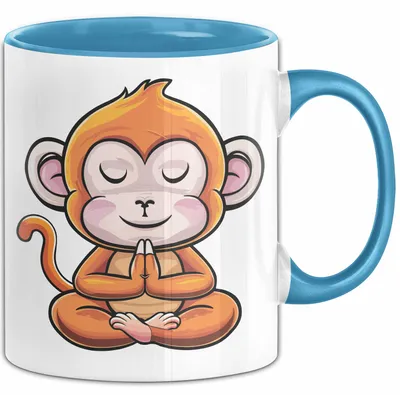 Produktbild von Lustiger Affe Tasse Geschenkidee In Yoga Pose Für Yoga Lehrer (Blau)