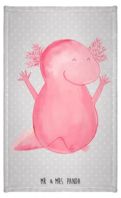Produktbild von Mr. & Mrs. Panda Handtuch Axolotl Hurra - Grau Pastell - Geschenk, Motivation, Fröhlich, Freude, Design, Klein, badezimmer, Mini-Handtuch, gäste wc