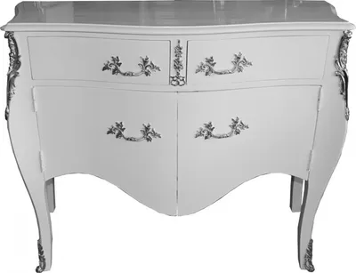 Produktbild von Casa Padrino Barock Kommode Weiß mit 2 Schubladen und 2 Türen 140 cm - Handgefertigt aus Massivholz-  Limited Edition