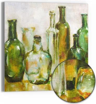 Produktbild von DEQORI Hybrid Leinwand Bild 30x30 cm 'Flüsternde Gläser' Wandbild Glas flach modern