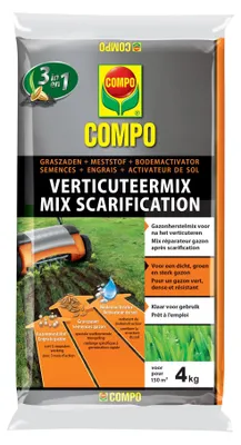 Produktbild von Compo Vertikutiermischung 3-in-1 - 4 kg - für 150 m² - 3-in-1-Produkt - Schnelle Wiederherstellung eines vertikutierten Rasens - Für eine lang anhaltende Rasenpflege