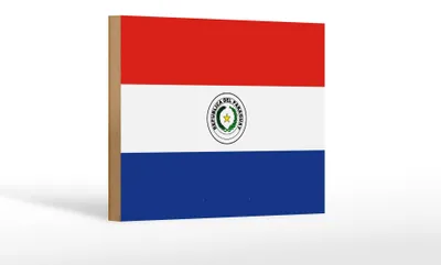 Produktbild von Holzschild Flagge Paraguays 18x12 cm Flag of Paraguay Dekoration