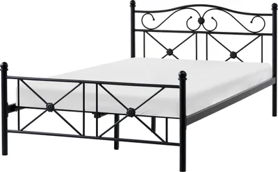 Obrázek produktu pro BELIANI Postel černá kovový rám 120 x 200 cm s čelem a roštem ložnice retro moderní styl