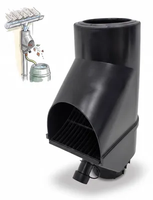 Productafbeelding van Regenwaterfilter - Bladafscheider - Valpijp - 30,5 x 12 x 17,5 cm - Zwart