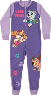 Produktbild von Paw Patrol Jumpsuit für Mädchen - Overall Kinder Pyjama Schlafanzug langarm Lila 110-116