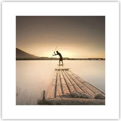 Produktbild von Poster - Poster ohne Rahmen - Floß Westen die Sonne - 30x30 cm - Wand Bild - Wanddeko - Wandbilder - Kunstposter - Wandposter - Bilder - Kunstdruck - Wanddekoration - Wandbild - P2XAC30x30-4353