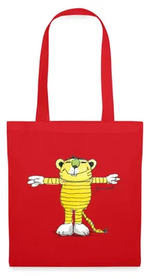 Produktbild von Spreadshirt Janosch Tiger Pose Stoffbeutel, One size, Rot