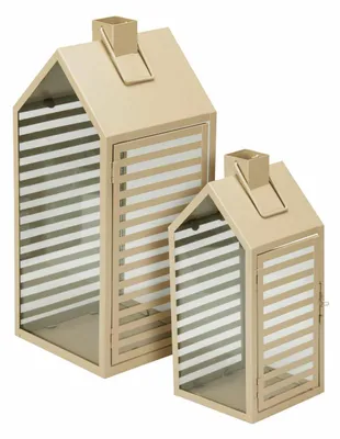 Immagine prodotto di HOWHOMELY | Lanterne - Set da 2 - beige - Lanterna da giardino - in metallo - moderno - Decorativo