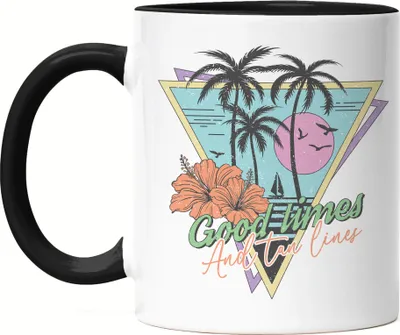 Produktbild von Good times and Tan lines Tasse Schwarz Strand Beach Surf Ocean Child Sonne Urlaub