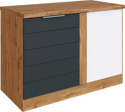 Produktbild von Held Möbel Eckunterschrank Florenz BxTxH 120 x 60 x 86 cm grau matt zerlegt Anschlag reversibel 473.2.6293