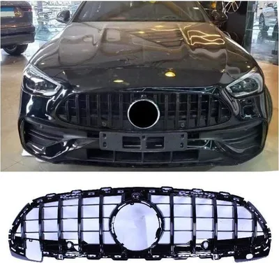 Image de Calandre avant de style Panamericana, noire, pour Mercedes Classe C W206