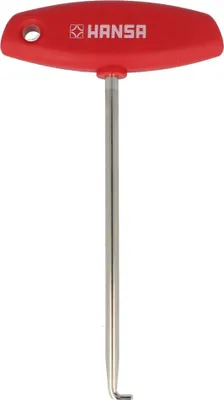 A T-handle tool with a bent metal rod, likely for automotive or mechanical use.