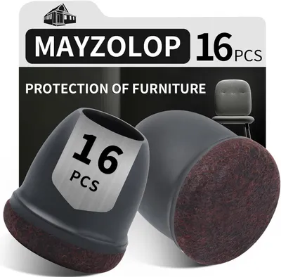 Imagen del producto de Protectores para patas de sillas, con fieltro y goma, 16 unidades, de 14 a 19 mm de diámetro, para suelos de madera