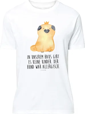 Produktbild von Mr. & Mrs. Panda T-Shirt Mops Krone - Weiß - Geschenk, Hund, mit Spruch, S, Lustig, König, Haha, Tshirt, oberteil, Königlich, Sprüche, Grafik-T-Shirt