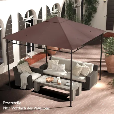 Produktbild von Ersatzdach Pavillon 3x3 m, Pavillondach 180g/m² Polyester PA-Beschichtung, Kaffee | 298x295 cm | 8 Ablauflöcher | 4 Klettverschlüsse