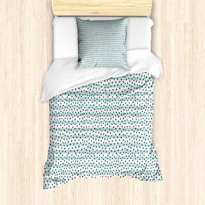 Zdjęcie produktu dla ABAKUHAUS Szaro-niebieski zestaw pościeli, pastelowe paski w kropki, ręcznie rysowany geometryczny wzór, 135 x 200 cm + 80 x 80 cm, antracytowy szary jasnoniebieski