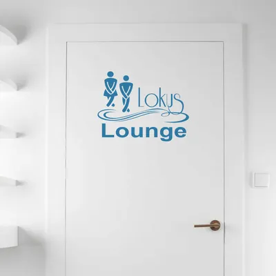 Produktbild von Wandtattoo - Wandaufkleber - Tür-/Wandtattoo "Lokus Lounge" - 30cm x 23cm hellblau - Dekoration Küche Wohnzimmer Wand