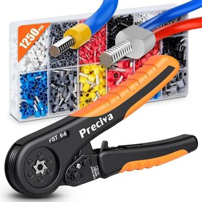 Obrázok produktu pre Sada krimpovacích klieští, automaticky nastaviteľná, pre káble s priemerom 0,08-10 mm², vrátane 1250 objímok