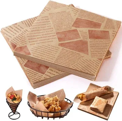 Produktbild von 250 Blätter Delikatpapier, 18 x 18 cm Käsefolie, wasserdicht und ölbeständiges Verpackungsmaterial, nicht klebendes Schmierpapier Fettfreies Papierservietten für Hamburger, Sandwiches, Käse, Pomfriten