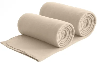 Produktbild von 2er Set Fleecedecken aus 100% recyceltem Material + OEKO-TEX  130x160 ca. 400 g - beige mit Anti-Pilling und Kettelrand