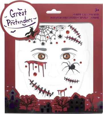 Produktbild von Zombie-Gesichtsaufkleber – Gruseliger Look für Halloween und Karneval