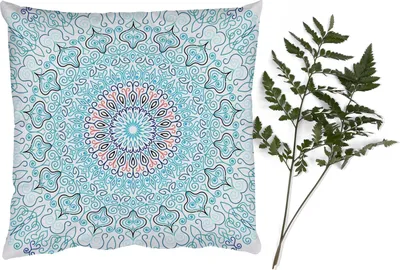 Produktbild von MuchoWow® Zierkissen Sofakissen Wohnzimmer Dekokissen 45x45 cm Mandala - Blau - Hippie - Bohème - Schlafpolster - Polster für das Sofa
