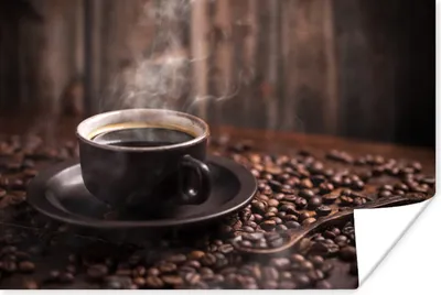 Produktbild von MuchoWow® Poster Kaffee - Heiß - Kaffeebohnen 120x80 cm - Bilder