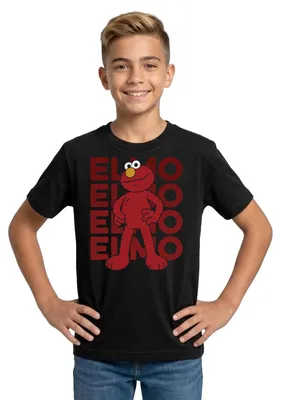 Produktbild von Spreadshirt Sesamstraße Elmo Pose Teenager T-Shirt, 134/146 (9-11 Jahre), Schwarz