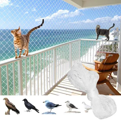 Productafbeelding van Kattennet van versterkt draad - Net voor kattenbescherming - Balkonnet - Net voor vogelbescherming - 5 x 10 meter - Transparant - Net voor dierenbescherming