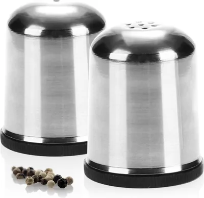 Produktbild von com-four® 4-teiliges Gewürzstreuer-Set - Salz- und Pfefferstreuer aus Edelstahl mit Kunststoffboden - Würzspender - Koch- und Küchenzubehör - moderne Schüttler