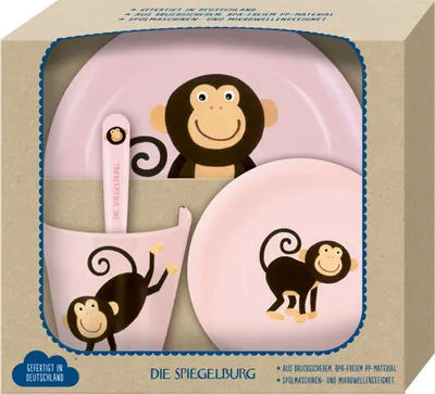 Produktbild von Coppenrath 22653 - Die Spiegelburg - Freche Rasselbande - Geschirr Geschenkset Affe