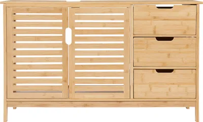 Produktbild von Waschbeckenunterschrank 'Boksereys' mit 2 Türen und 3 Schubladen 60 x 100 x 35 cm Bambus Natur
