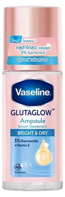 Produktbild von Roll-on-Deodorant, Vaseline, Glutaglow, Bright & Dry, mit 3 % Niacinamid und Vitamin E, bietet täglichen Schutz und gleicht den Hautton aus, 45 ml