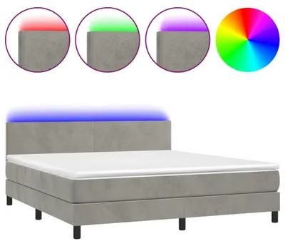 Produktbild von vidaXL Boxspringbett mit Matratze & LED Hellgrau 160x200 cm Samt