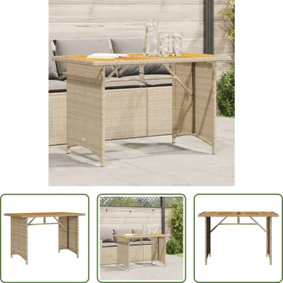 Obrázek produktu pro The Living Store Zahradní stůl s dřevěnou deskou béžový 110x68x70 cm Poly ratan
