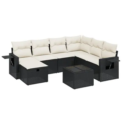 Produktbild von vidaXL 8-tlg. Garten-Sofagarnitur mit Kissen Schwarz Poly Rattan