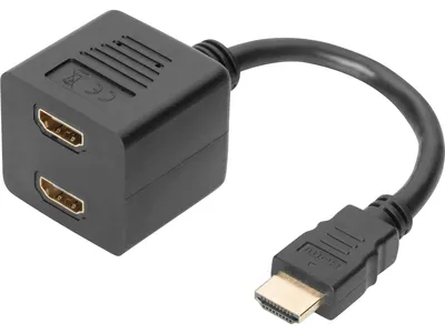 Produktbild von Digitus HDMI Y-Verteilerkabel, 0,2 m, HDMI Typ A (Standard), 2 x HDMI Type A (Standard), 1920 x 1080 Pixel, Schwarz