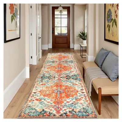Produktbild von Vintage Flurläufer, rutschfest, 80 x 300 cm, waschbar, Küchenteppich, extra lang, Bodenteppich für Schlafzimmer, Eingangsbereich, Halle und Innenbereich