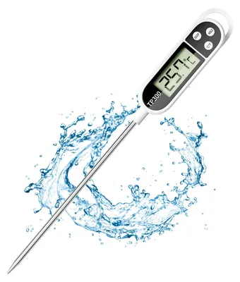 Digitales Küchenthermometer, Edelstahlsonde 14,5 cm, -50 bis +300 °C, weiß