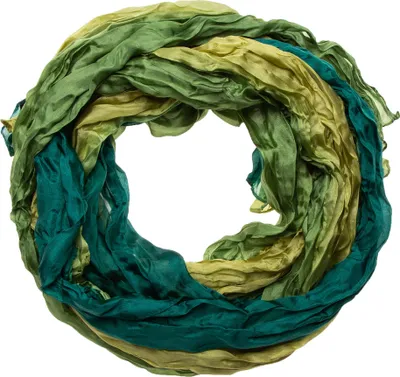 Produktbild von Knitterschal Halstuch Schal XXL grün olive Farbverlauf 100% Seide 180x90cm