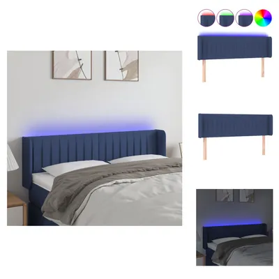 Produktbild von vidaXL LED Kopfteil Blau 147x16x78/88 cm Stoff -  Kopf- & Fußenden