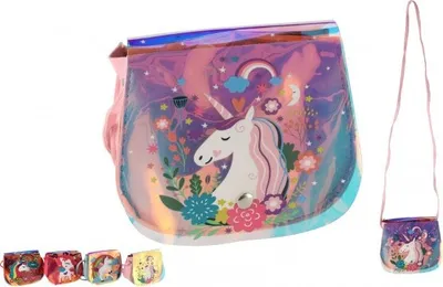 Immagine prodotto di Borsetta/Borsa Unicorno arcobaleno in plastica 4 colori in borsa