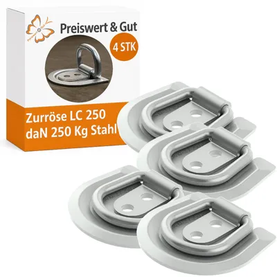 Produktbild von 4 x Zurröse Zugbelastung LC 250 daN 250 Kg Verzurröse Stahl Silber