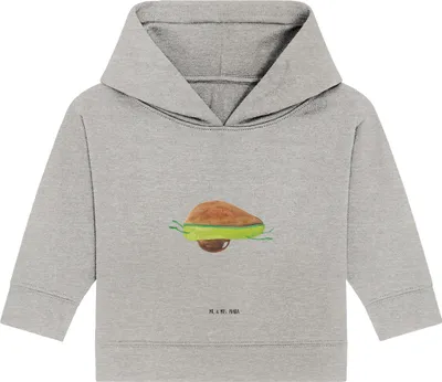 Produktbild von Mr. & Mrs. Panda Organic Baby Hoodie Avocado Yoga 12. - 18. Monat - Heather Grey - Geschenk, Haha, Sport, Kapuzenshirt, Humor, Bauch, Hilfe, Kapuzensweatshirt