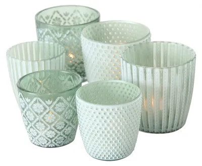 Produktbild von Boltze | 6 x Windlicht Patty grün Höhe 7-9 cm