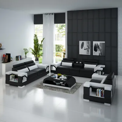 Produktbild von Ledersofa Couch Sofagarnitur 321 Garnitur Design Modern Sofa usb Sitzer sofas