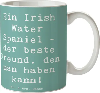 Produktbild von Mr. & Mrs. Panda Tasse Spruch Irish Water Spaniel Freund - Meeresbrise - Geschenk, Hunderassen, Trinkbecher, freundlich, Hunderasse, Hunde, Kaffeetasse, Familienhund